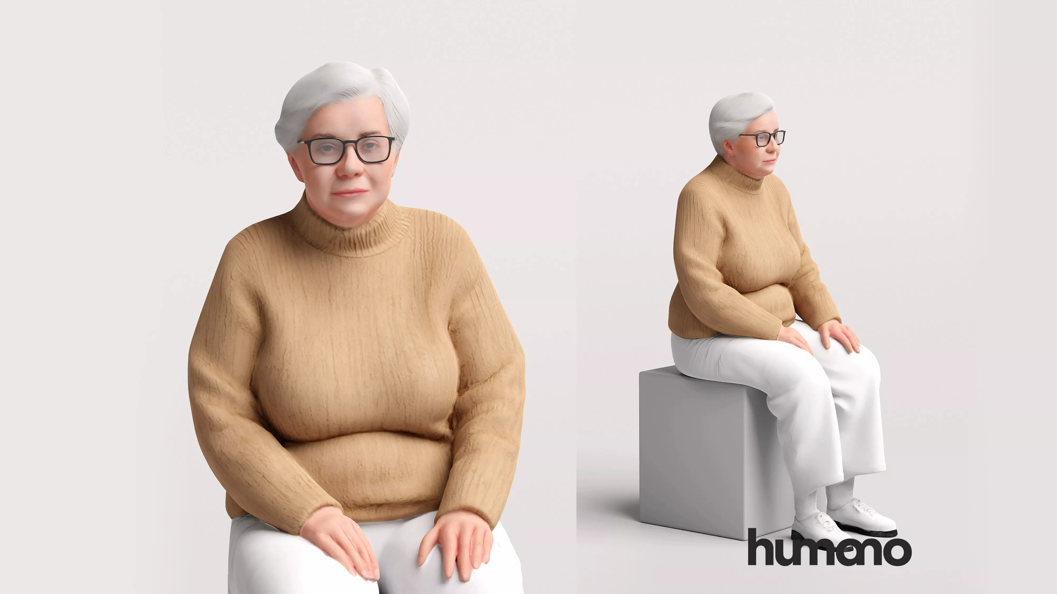 Humano Sitting Elderly Woman - 2606-003 3D model