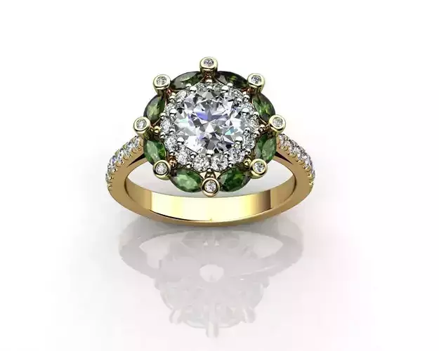 Marquise Green Tourmaline And Diamond Ring