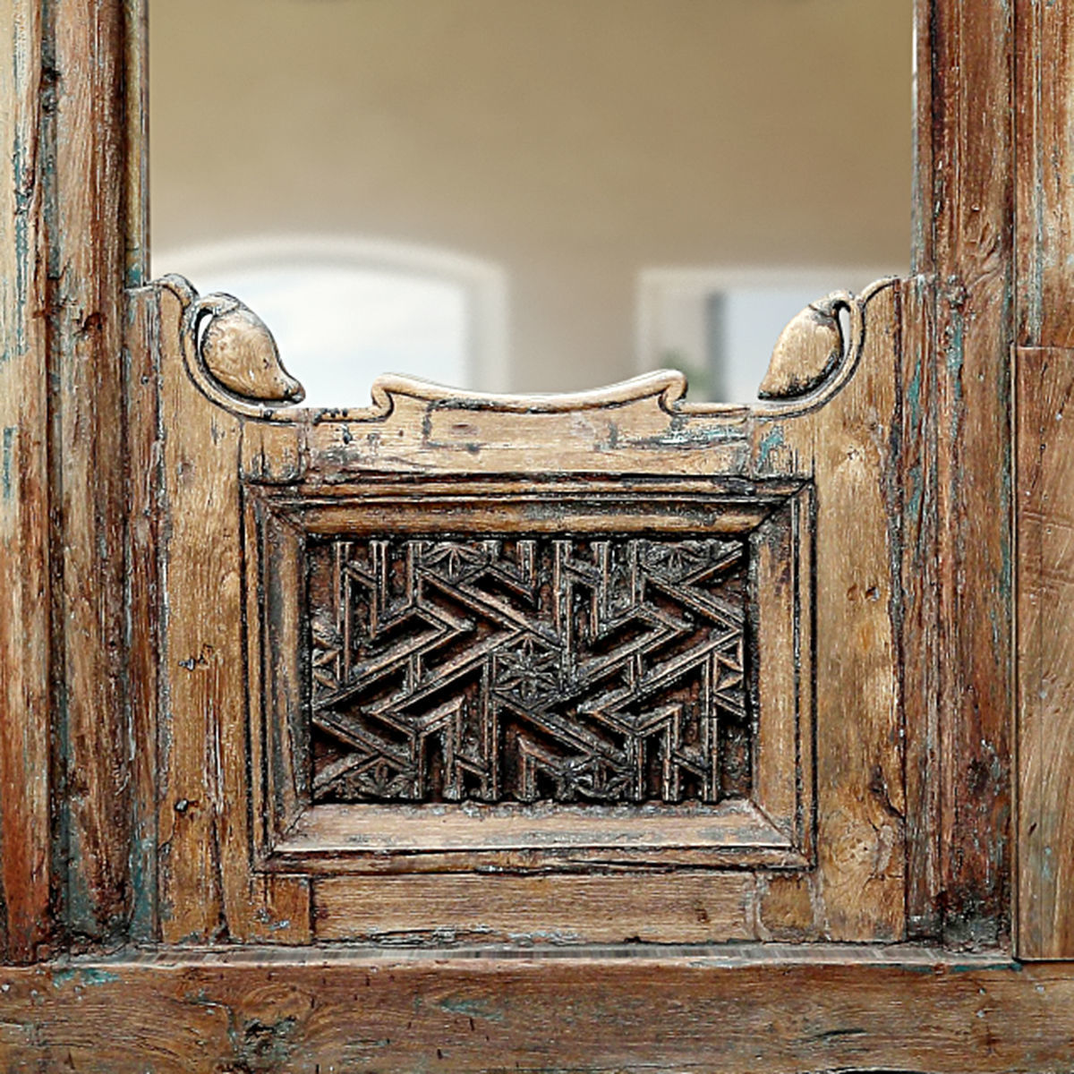 19th-C Carved Jharokha Mirror 3D model_4