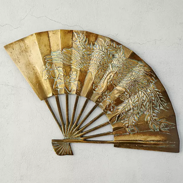 Asian Brass Fan 3D model_0