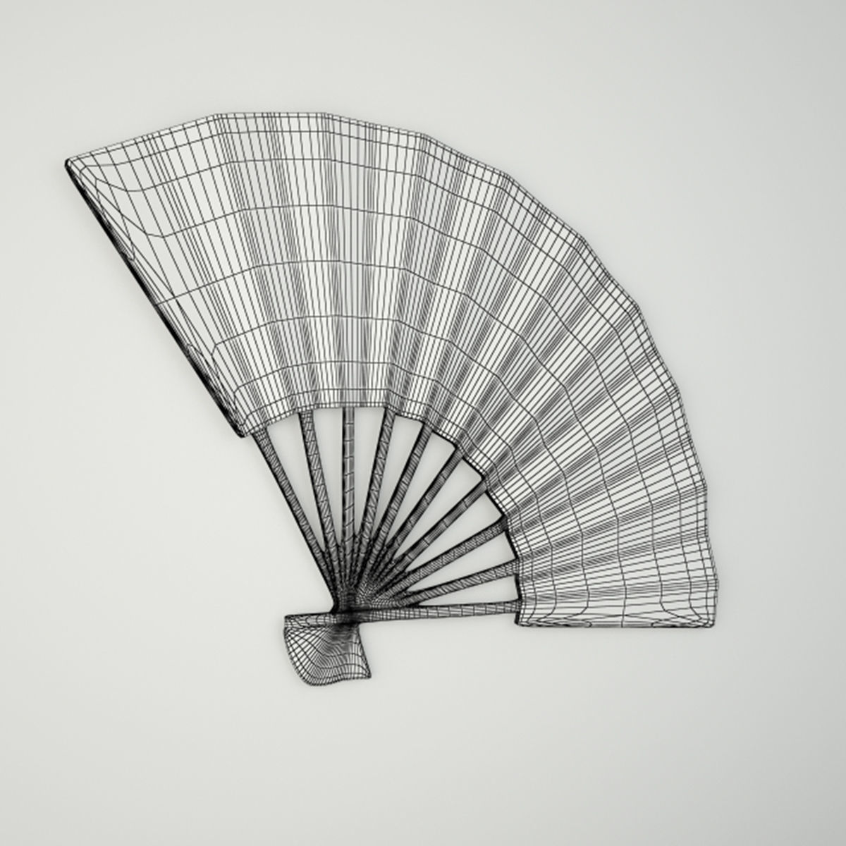 Asian Brass Fan 3D model_3