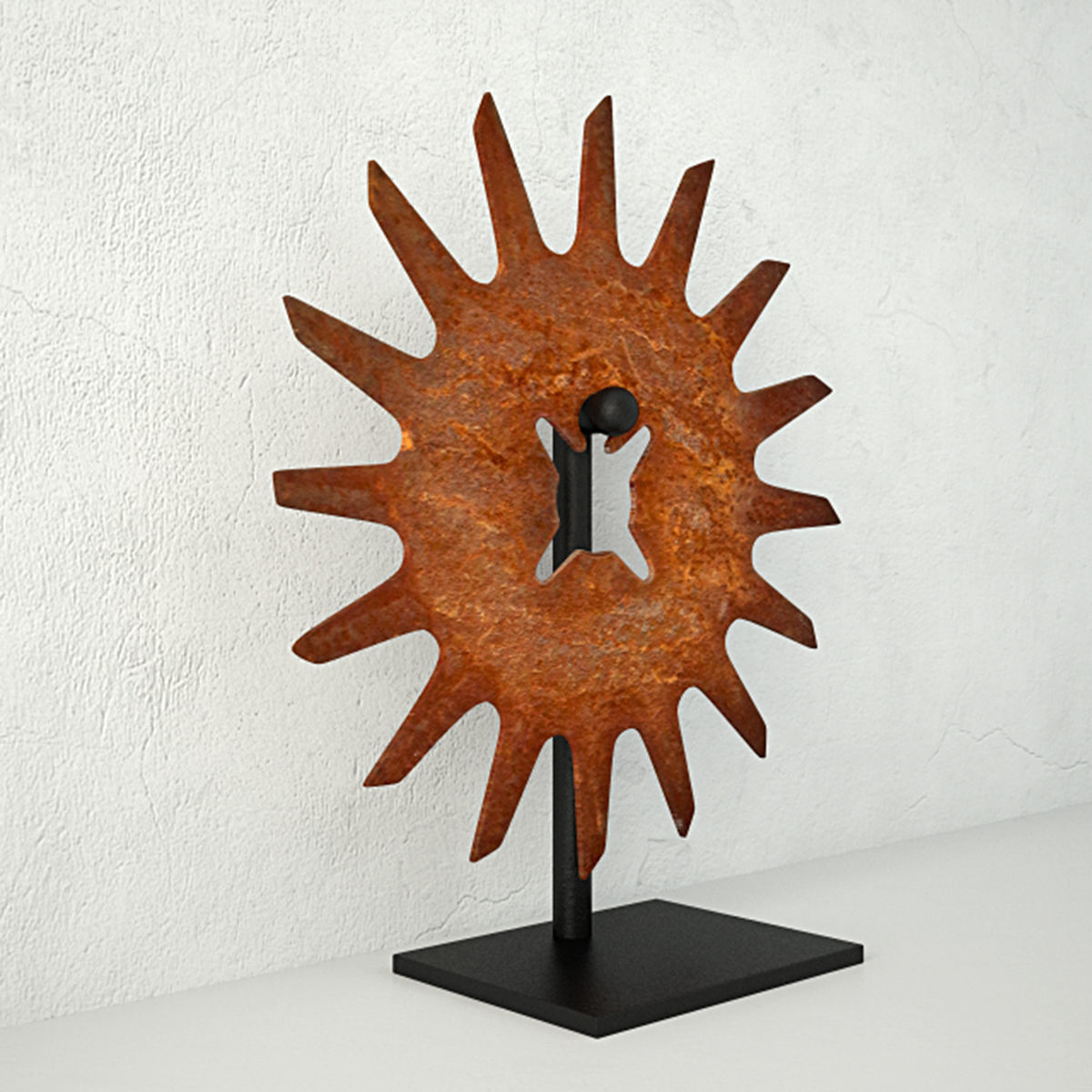Cultivator Wheel on Iron Stand 3D model_2