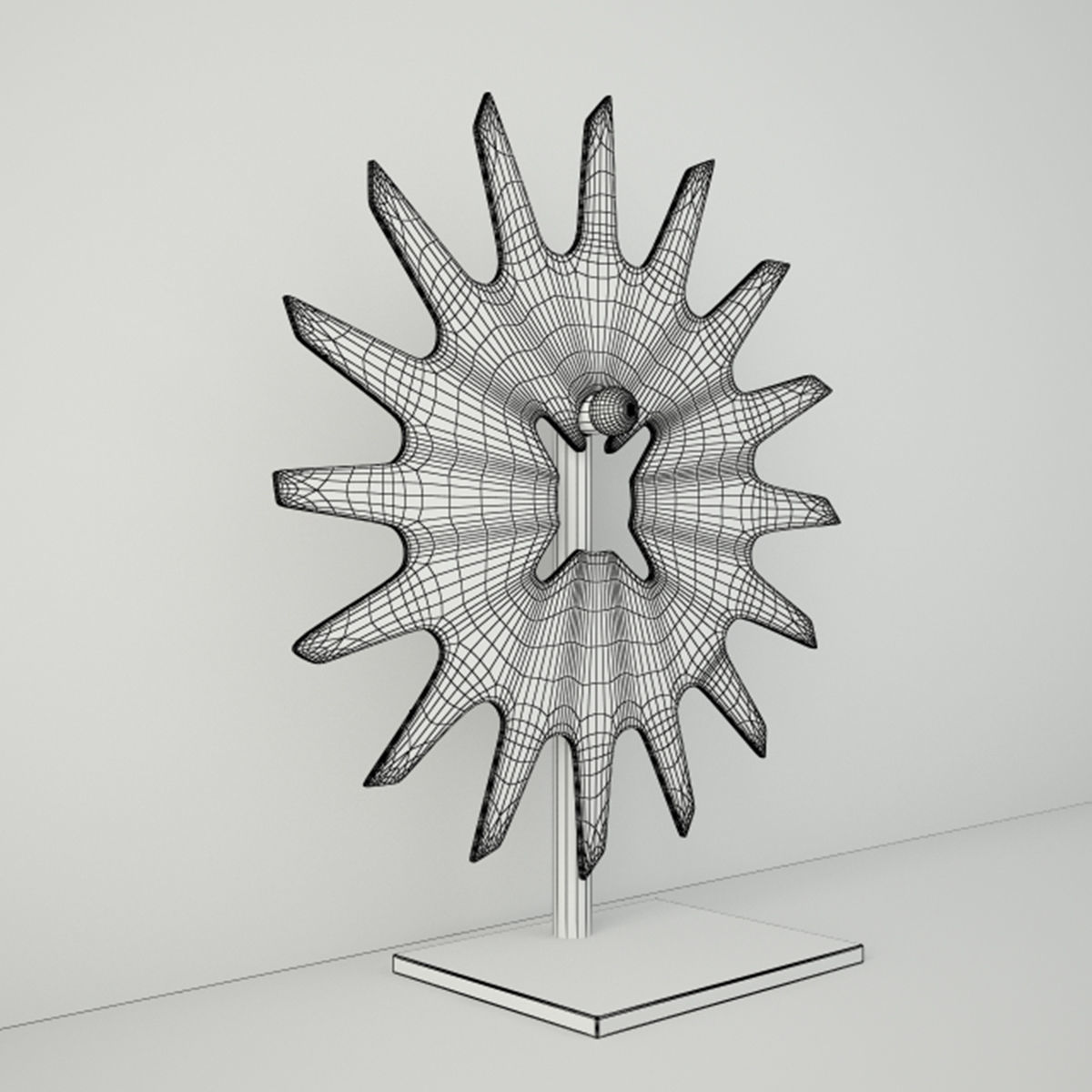 Cultivator Wheel on Iron Stand 3D model_3