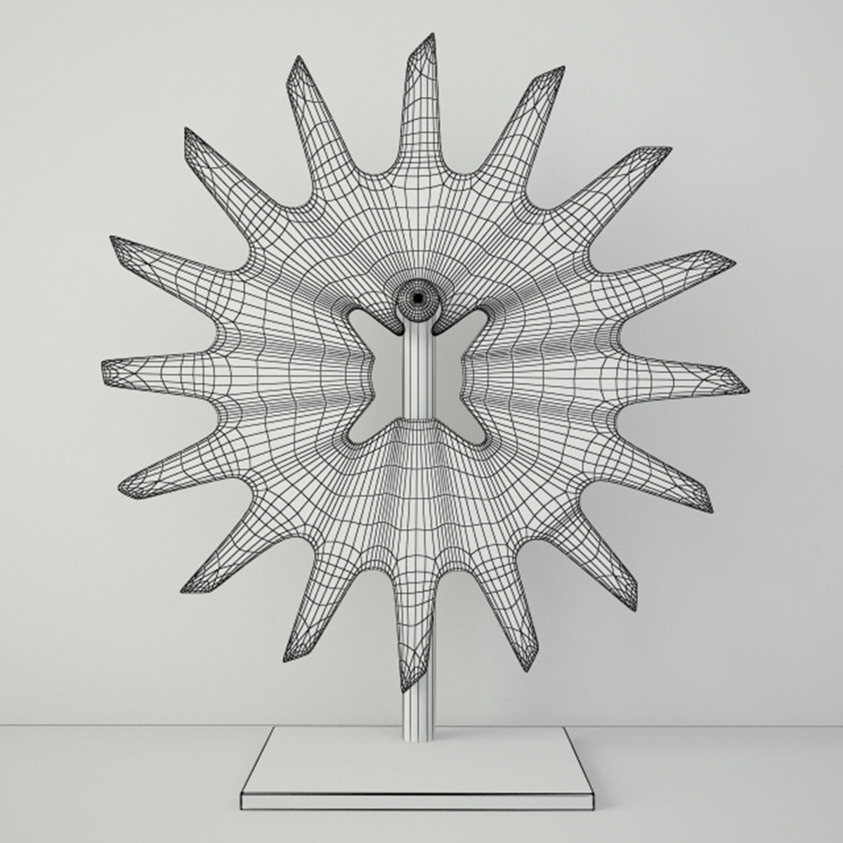 Cultivator Wheel on Iron Stand 3D model_1