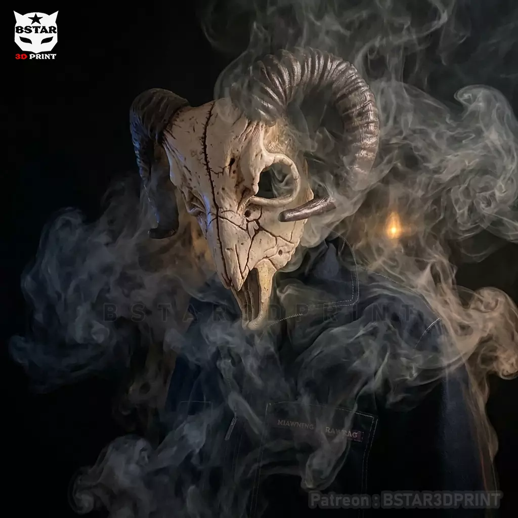 Goat Skull Mask - High quality Details - Halloween Cosplay 3D print model
