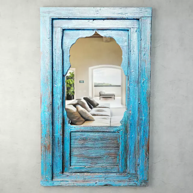 Jharokha Turquoise Blue Mirror 3D model_0