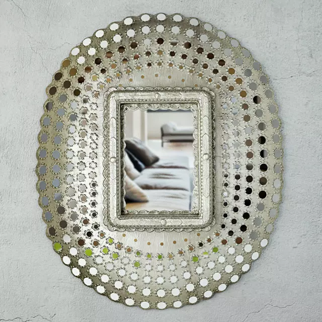 Peacock Honeycomb Mirror 3D model_0