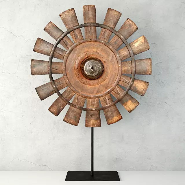 Wood Loom Wheel 3D model_0