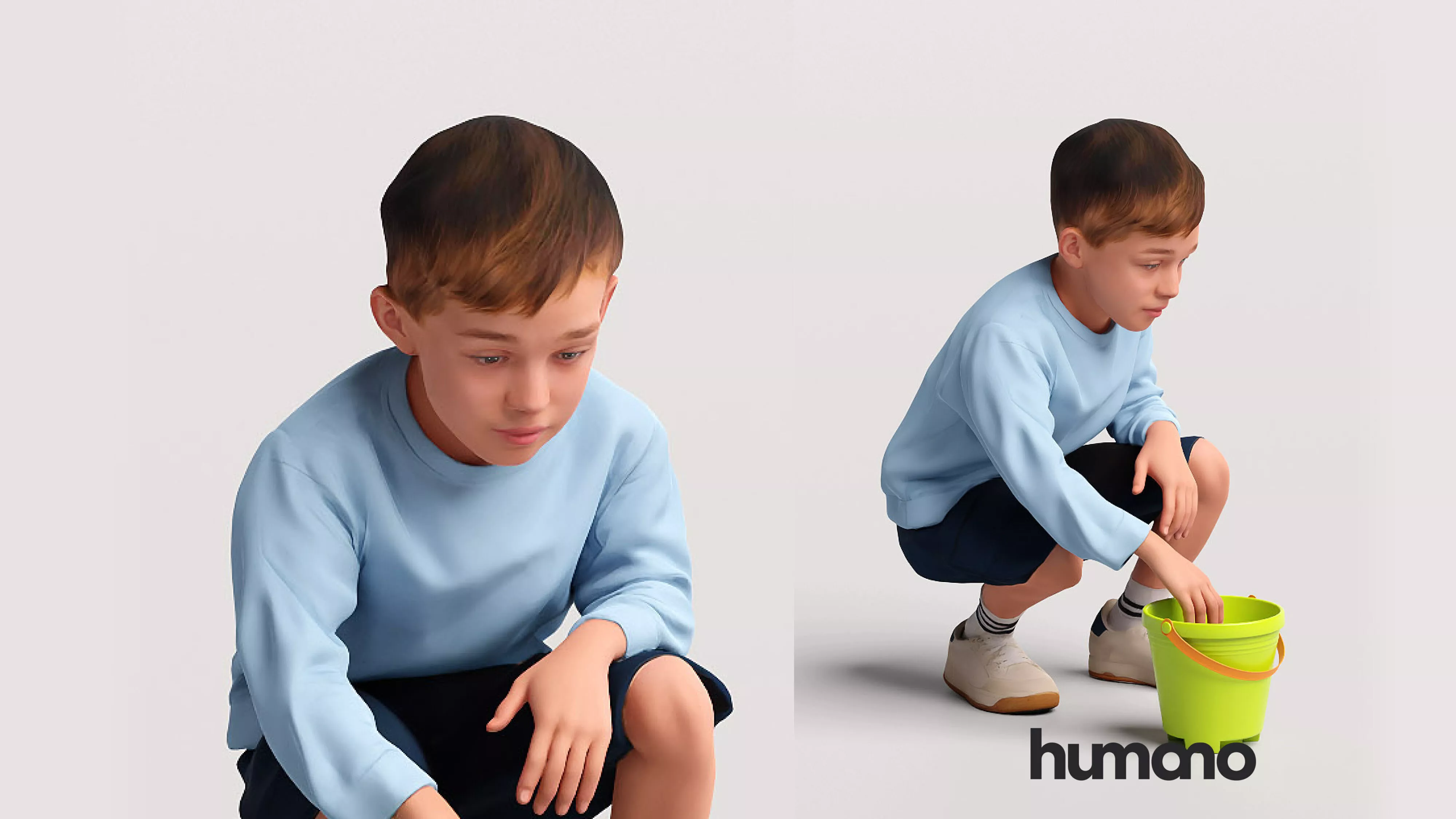 Humano Kid Boy Playing in the sandbox - 2613-010 3D model