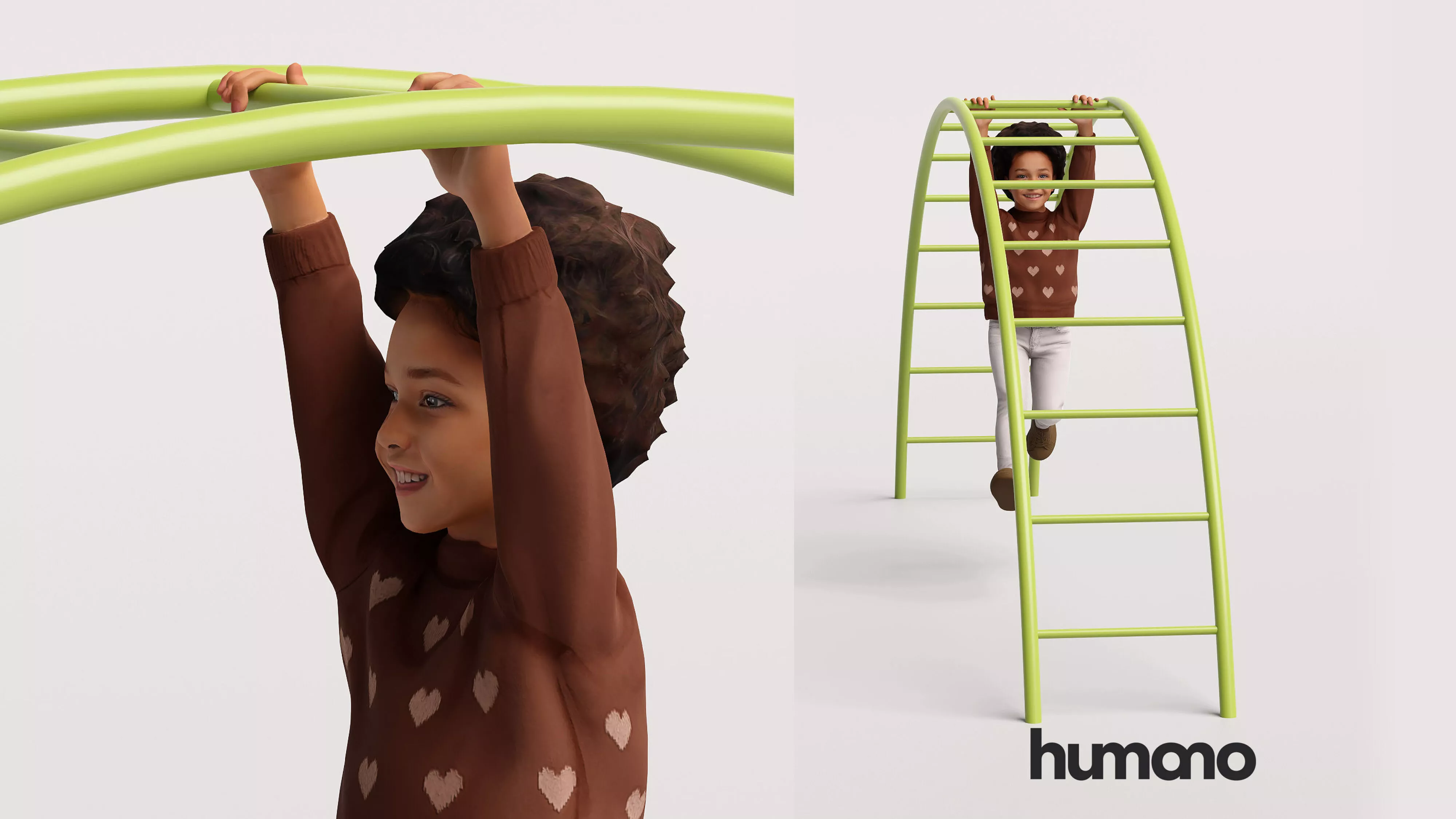 Humano Playing Kid Girl climbing the ladder - 2613-008 3D model