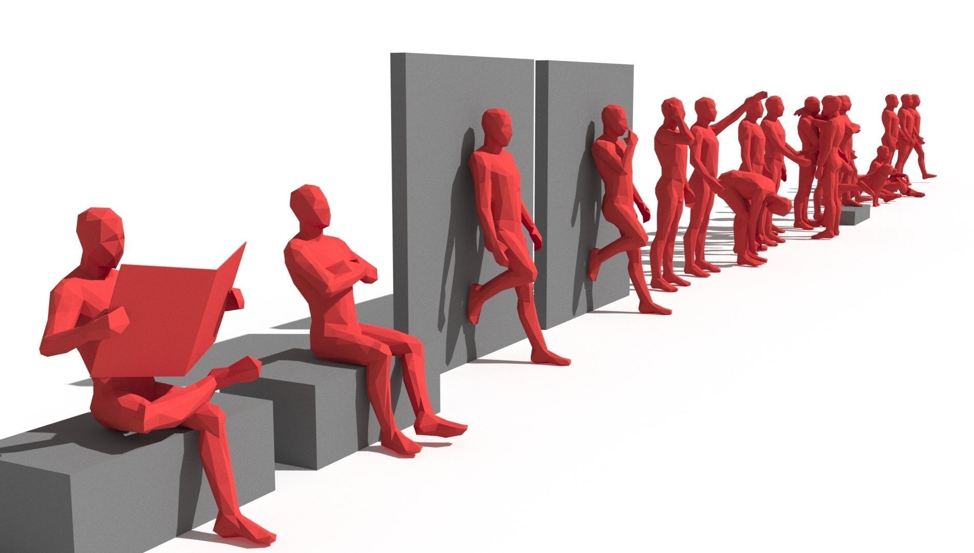 Low poly people Low-poly 3D model_3