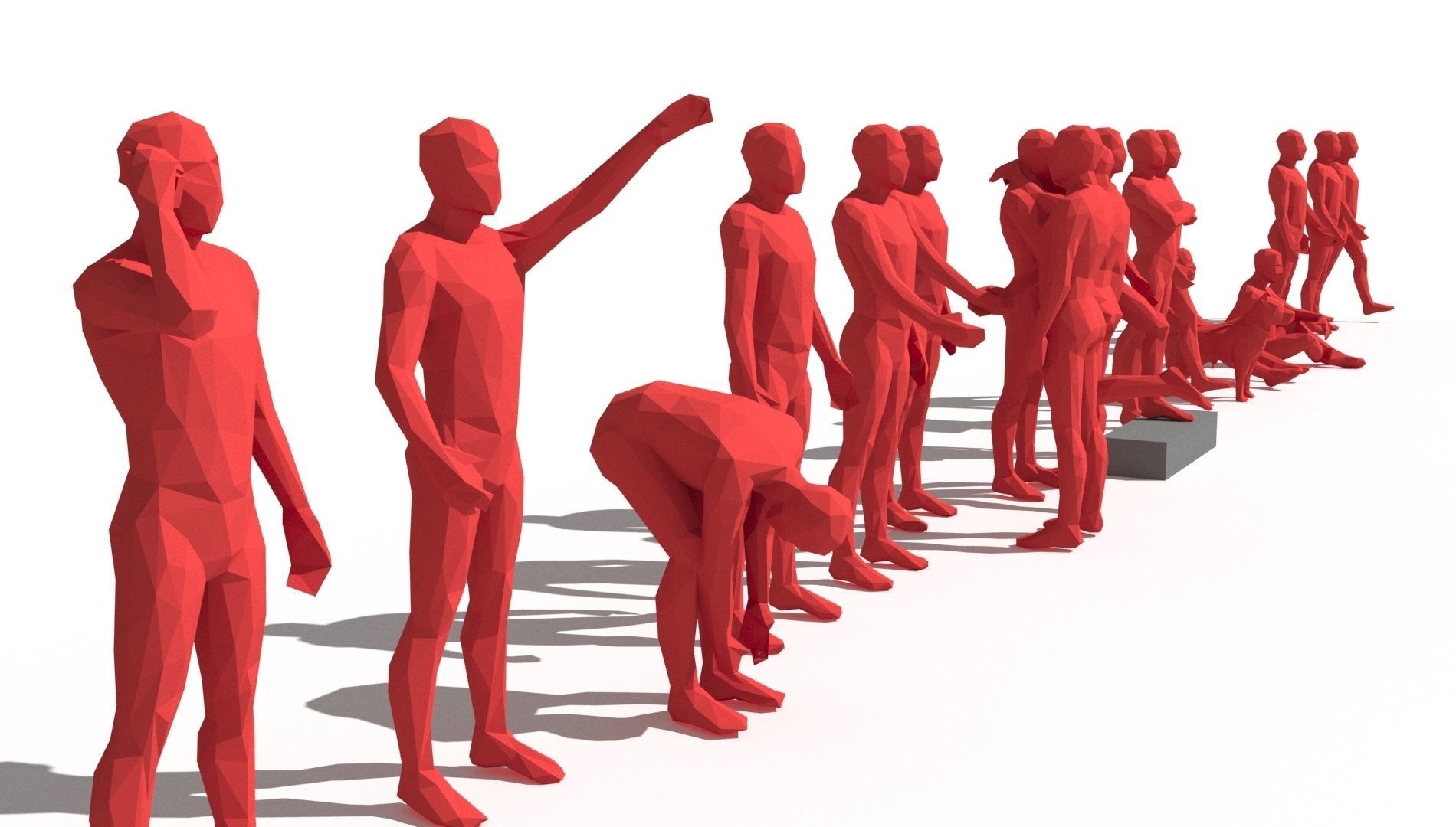 Low poly people Low-poly 3D model_4
