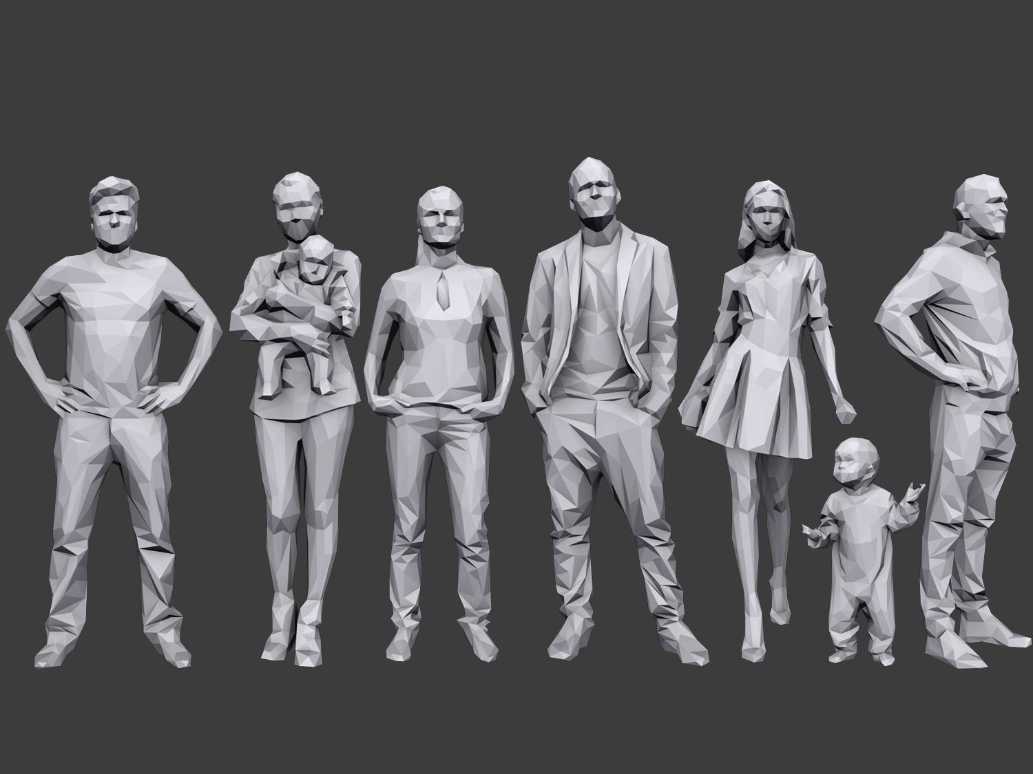 Complete Lowpoly People Pack Low-poly 3D model_3