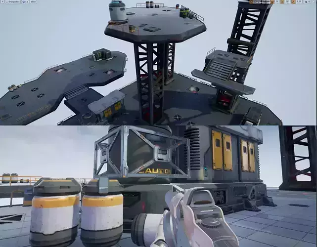 Modular Sci-Fi Space Base Location and Props - low poly Low-poly 3D model