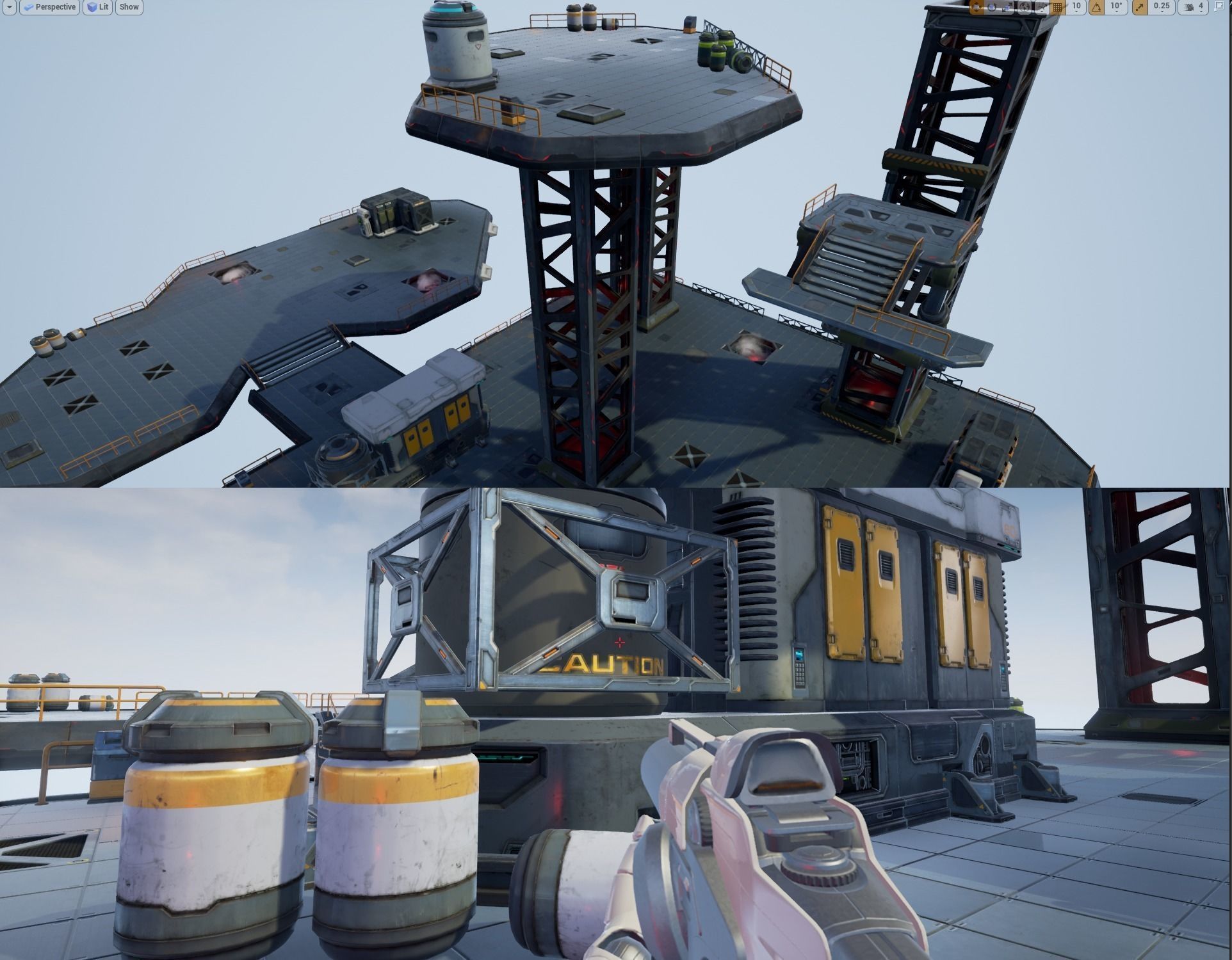 3D model Modular Sci-Fi Space Base Location and Props - low poly VR ...