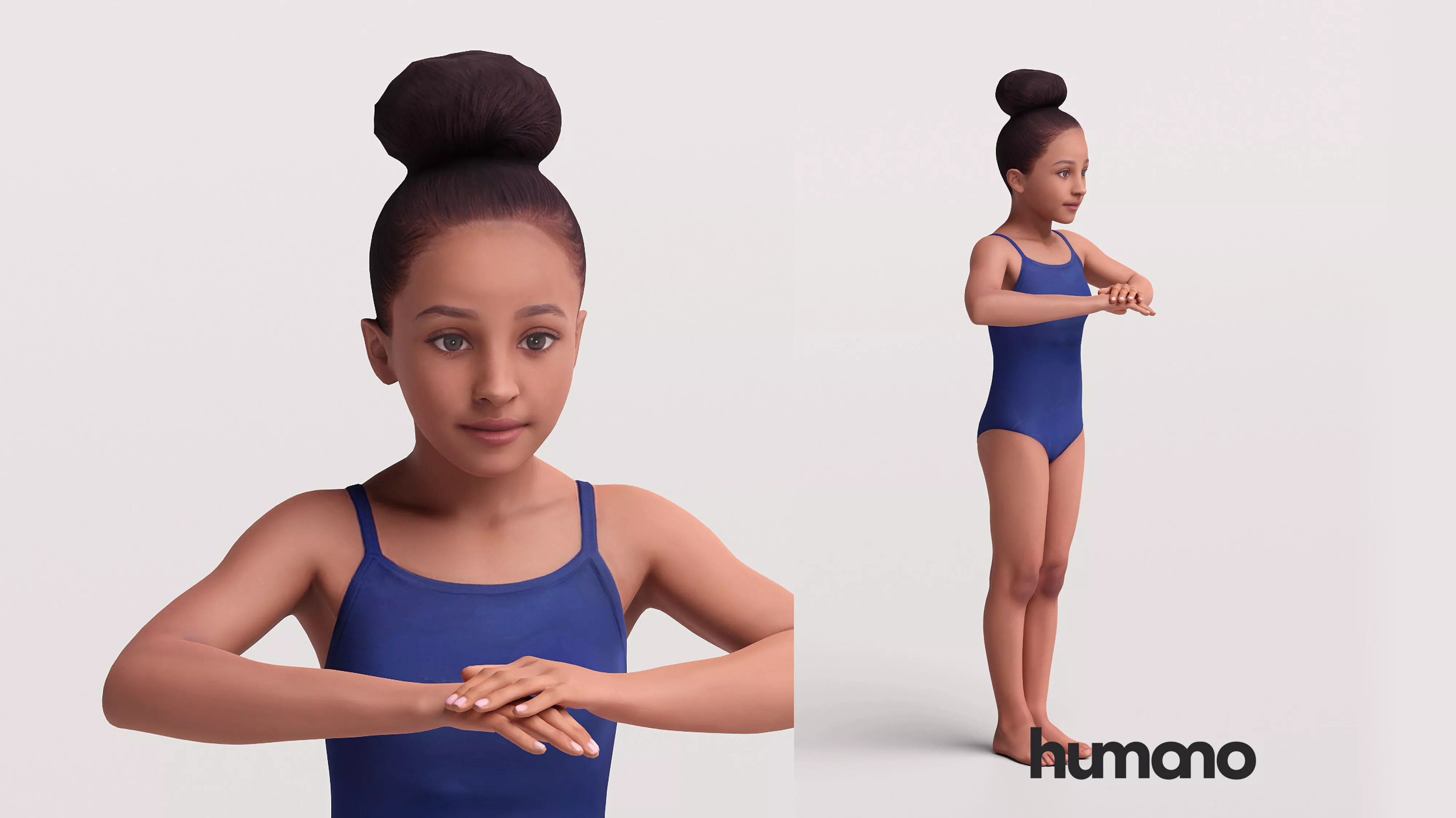 Humano Swimming Kid Girl on the edge of the pool - 2705-009 3D model