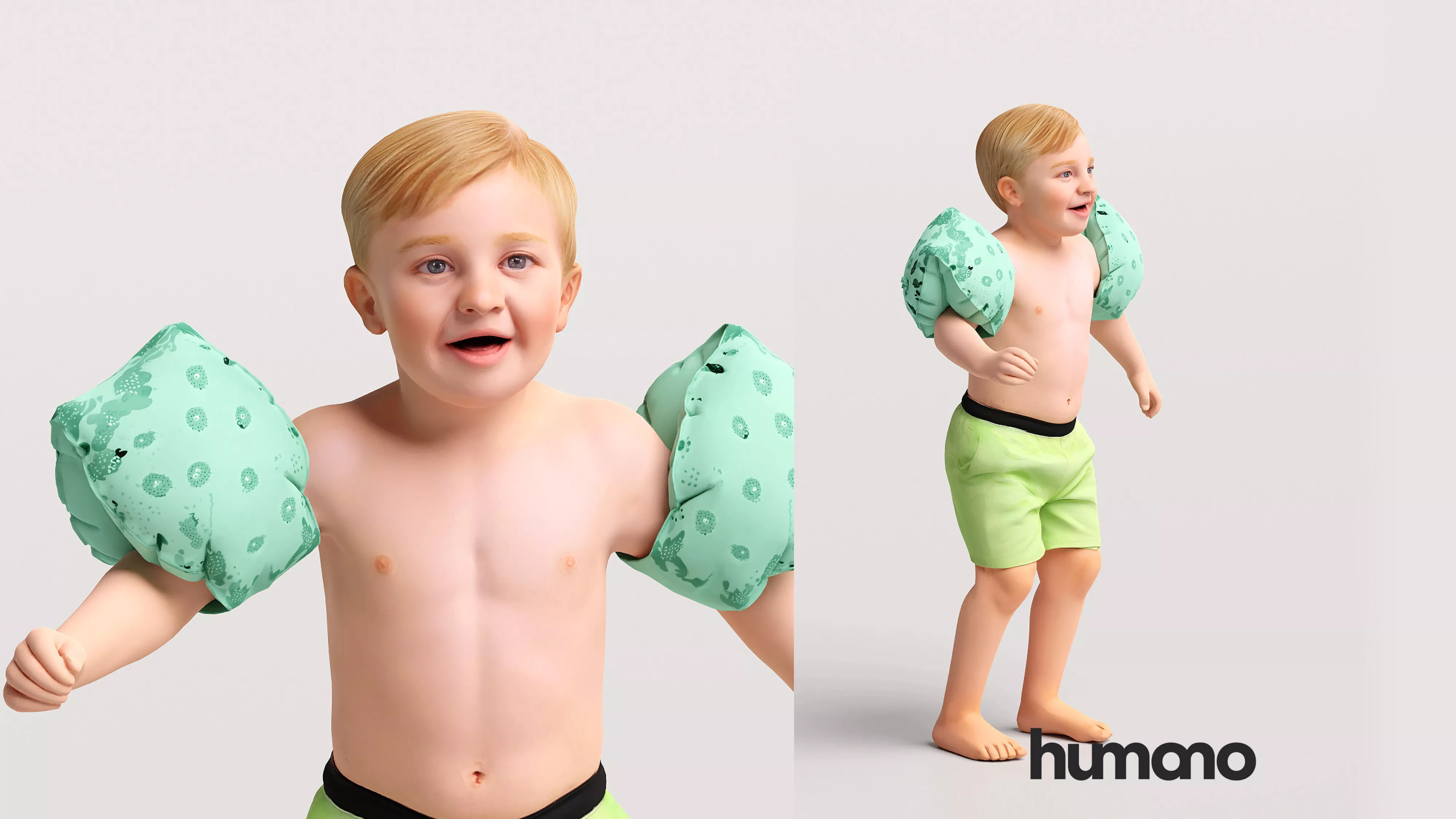 Humano Swimming Kid Boy Toddler with swimmers- 2705-008 3D model