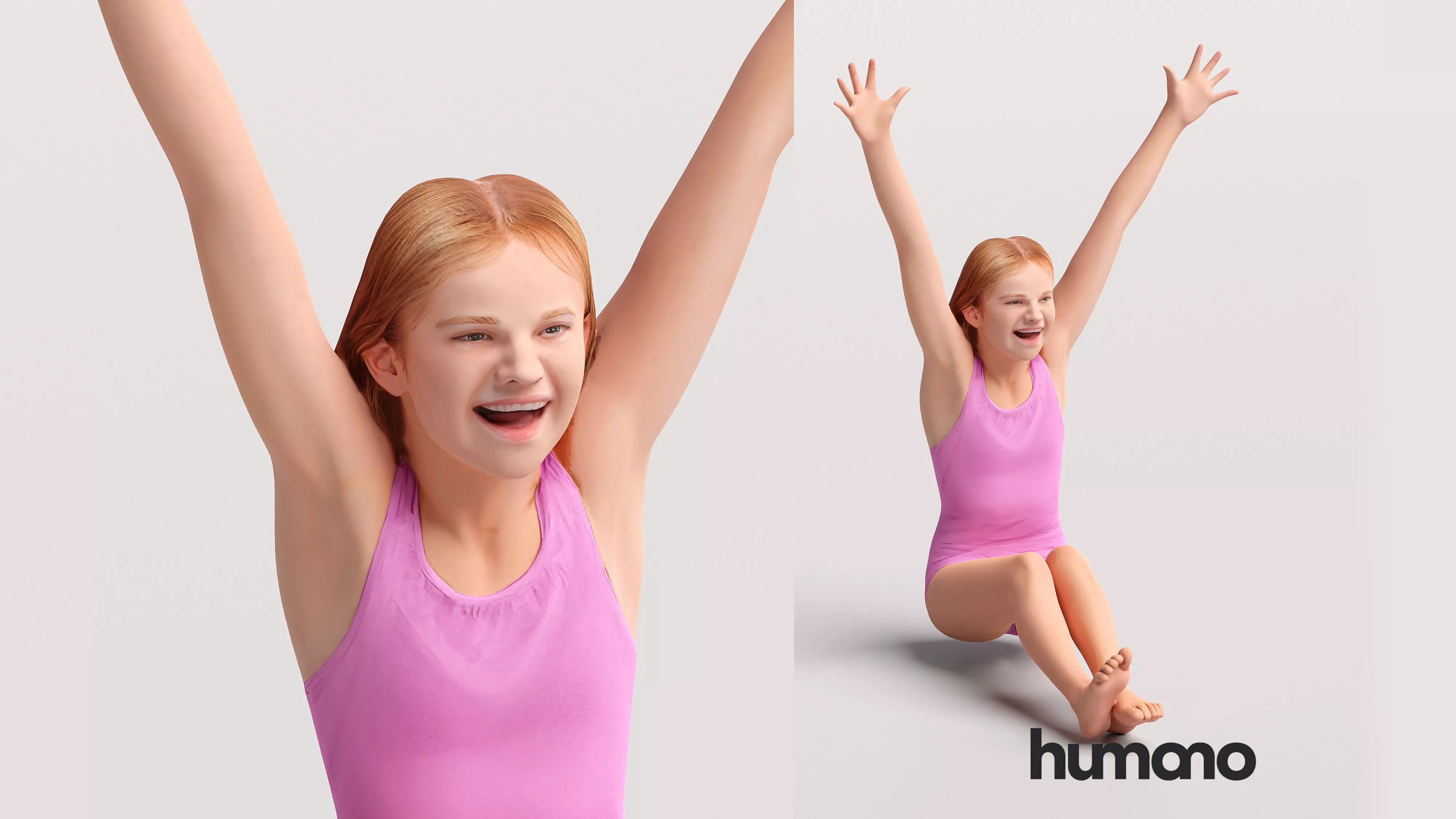 Humano Swimming Kid Girl sliding down a slide - 2705-007 3D model