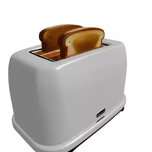 Modern Chrome Toaster with Bread 3D model 4