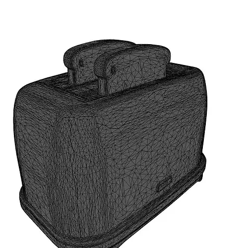 Modern Chrome Toaster with Bread 3D model 2