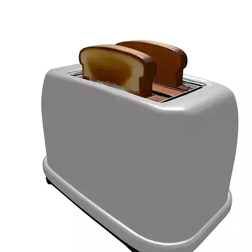 Modern Chrome Toaster with Bread 3D model 7