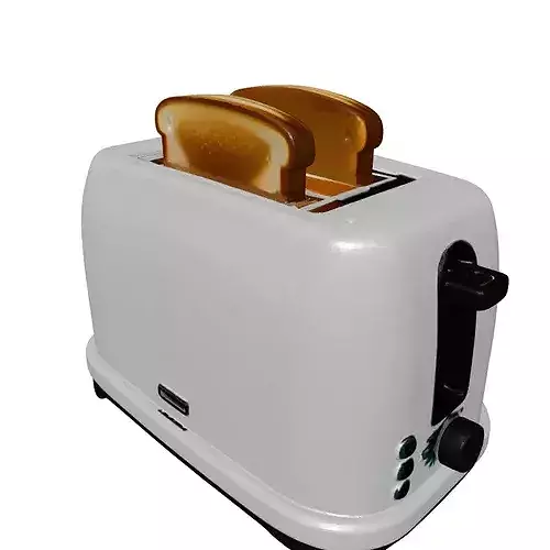 Modern Chrome Toaster with Bread 3D model 3