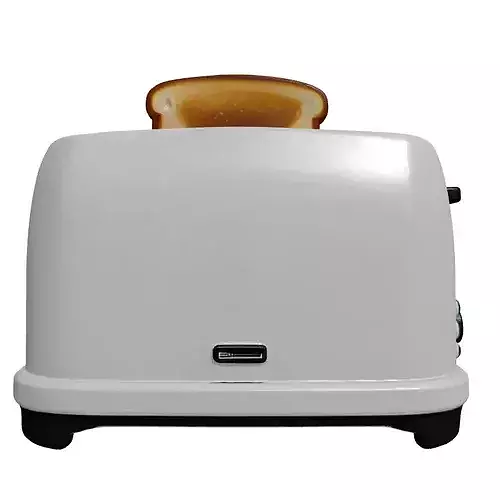 Modern Chrome Toaster with Bread 3D model 5