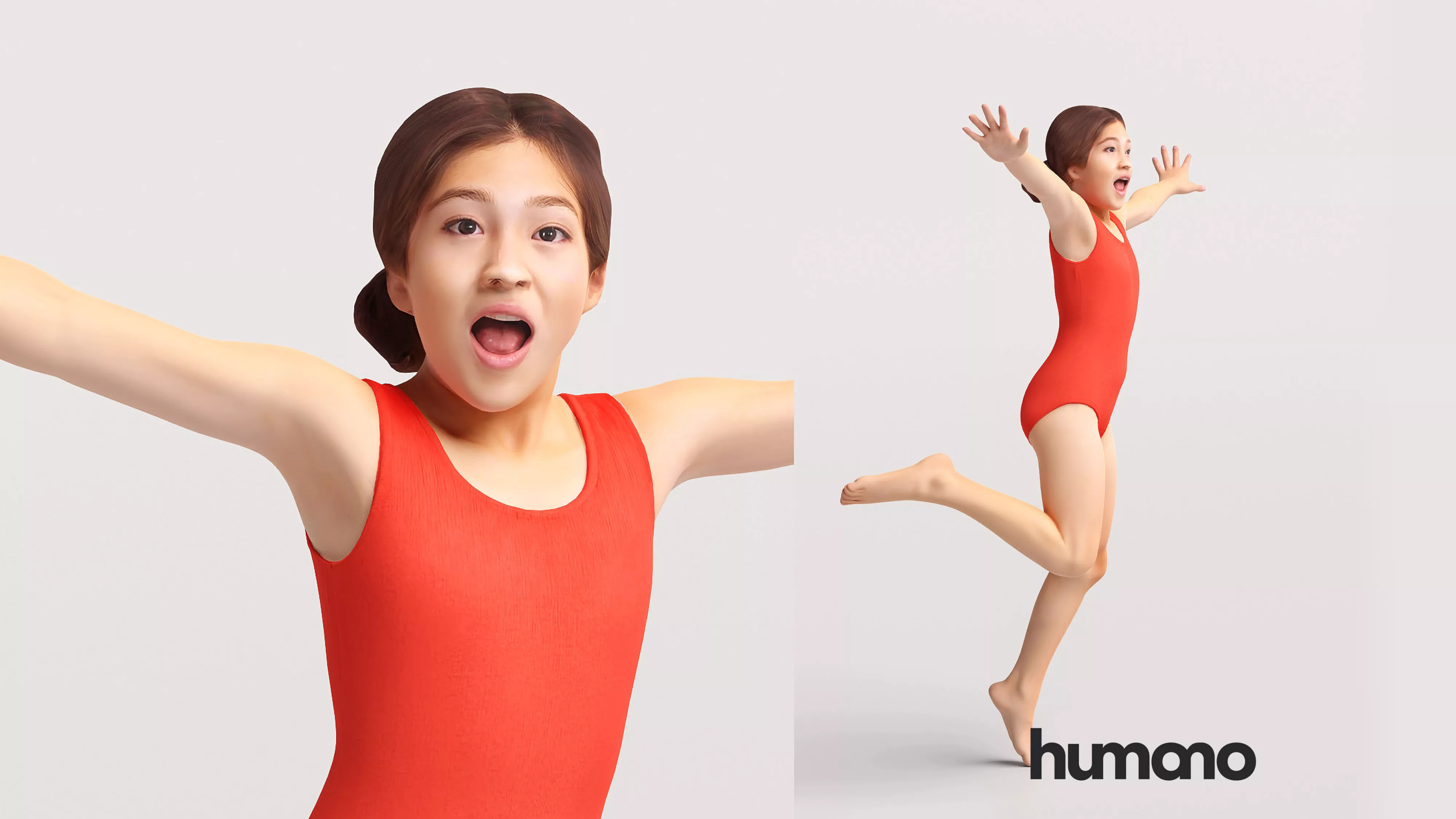 Humano Swimming Kid Girl - 2705-005 3D model