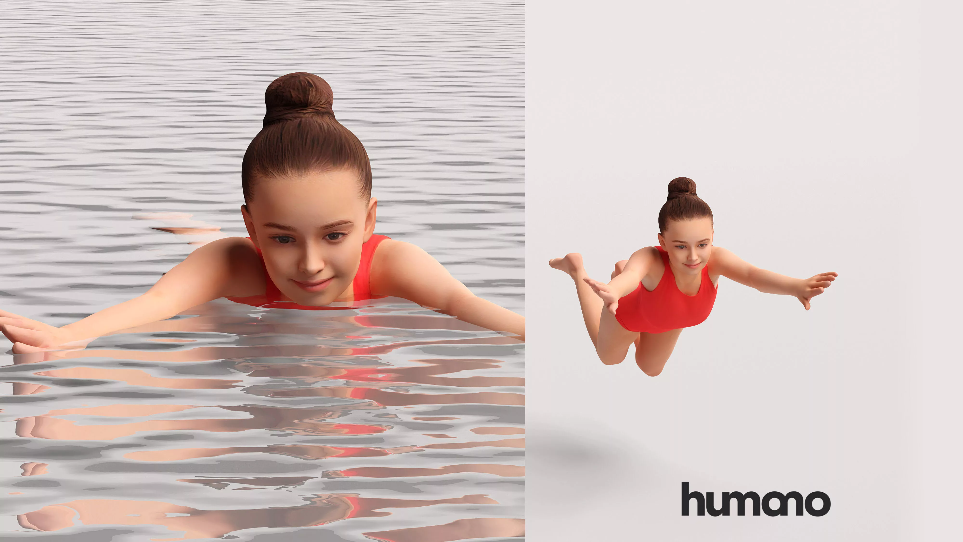 Humano Swimming Kid Girl - 2705-001 3D model