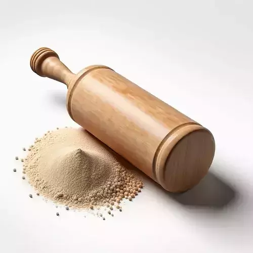 Realistic Wooden Rolling Pin with Flour 3D model