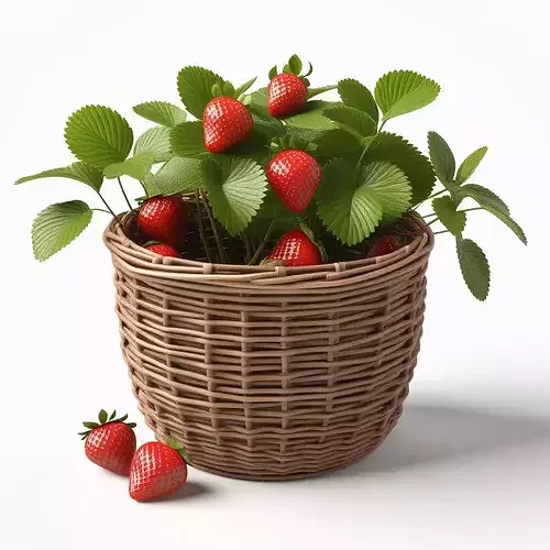 Realistic Strawberry Plant Basket Model 3D model