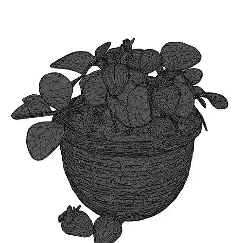 Realistic Strawberry Plant Basket Model 3D model 2