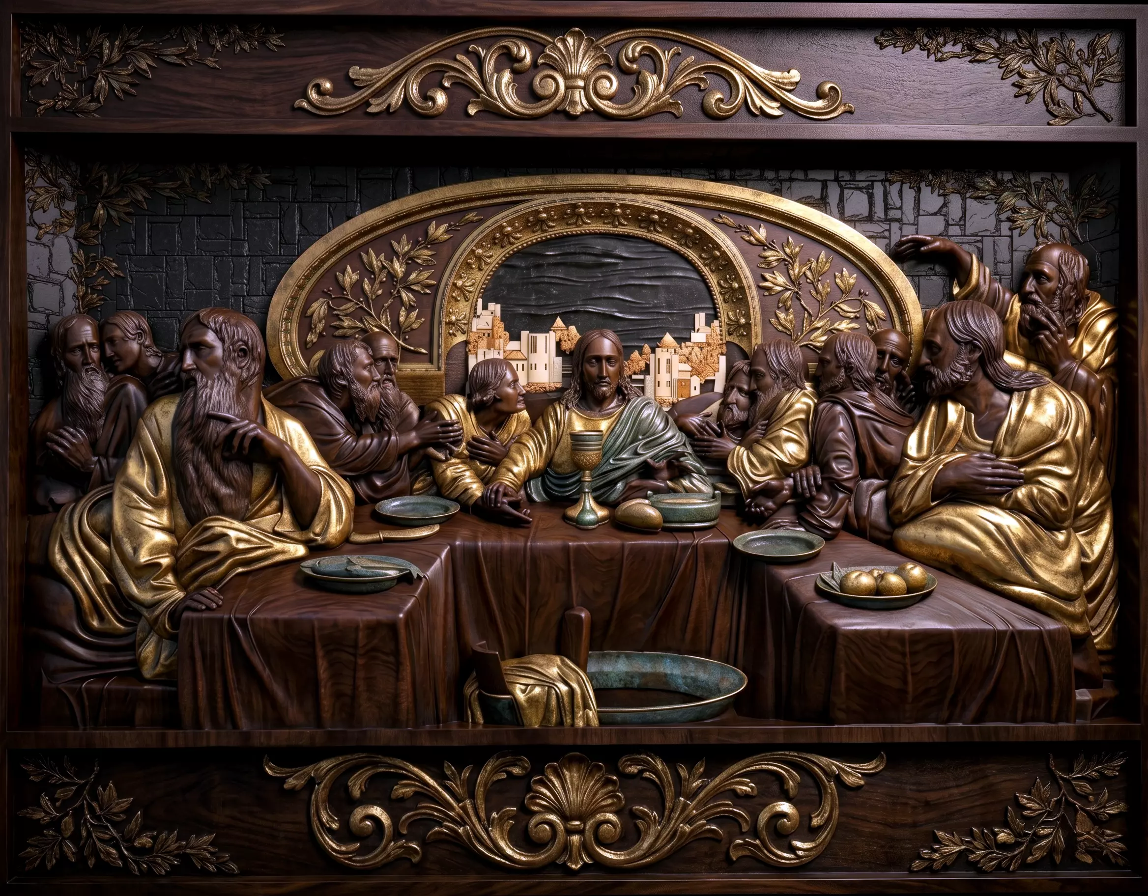 Last Supper Ultra-Detailed Relief 3D Print CNC Ready 3D print model