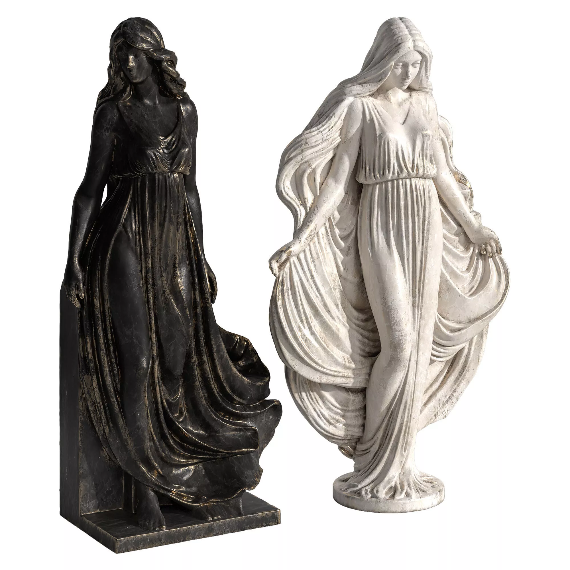 Angel Statue Stone Set 01 3D model