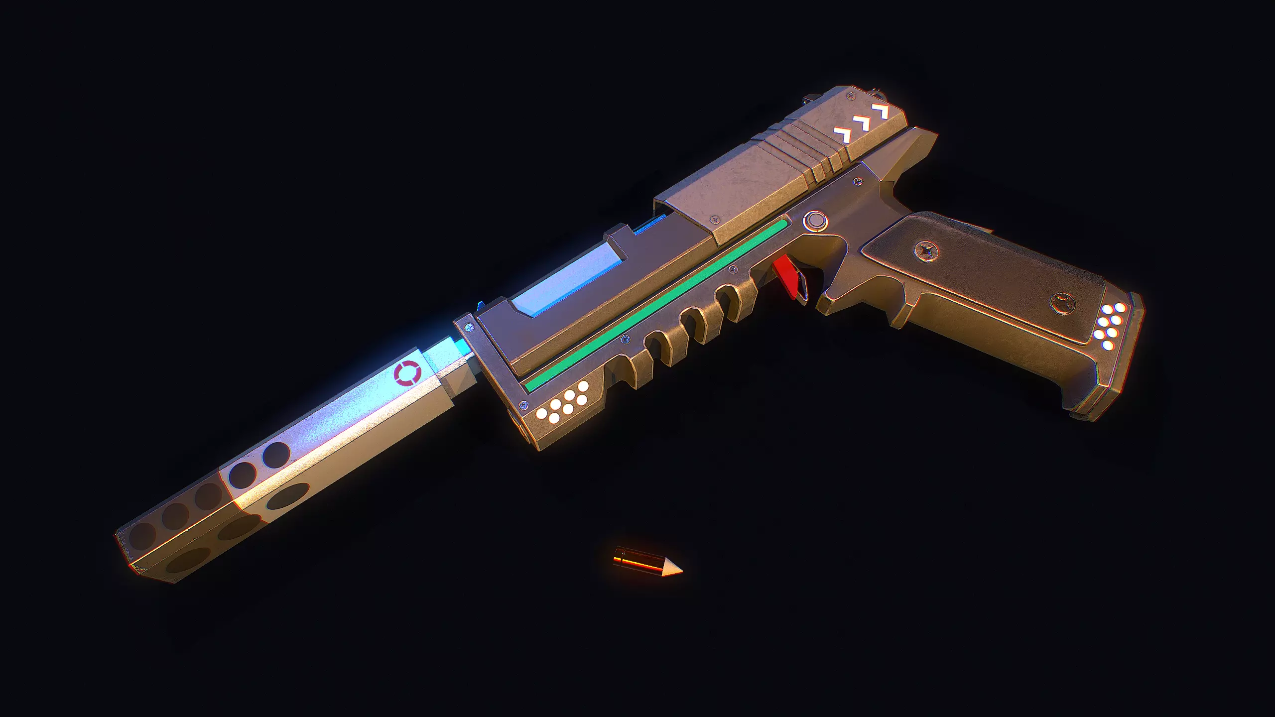 Sci-Fi Pistol Game Ready PBR Low-poly 3D model