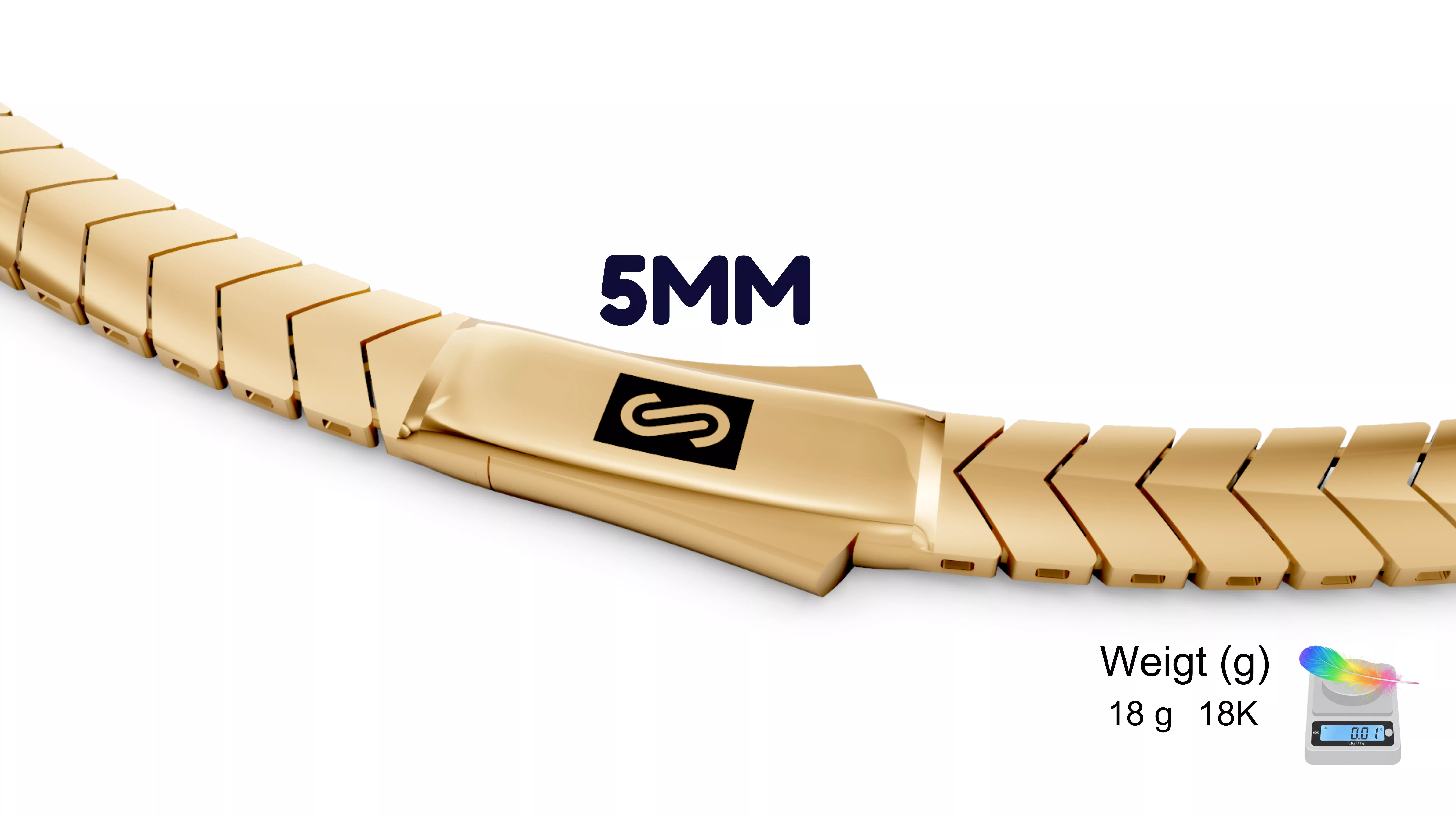MONACO CHAIN MERM NECKLACE-5mm-plain 3D print model