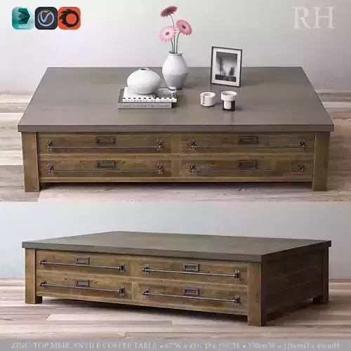 ZINC-TOP MERCANTILE COFFEE TABLE