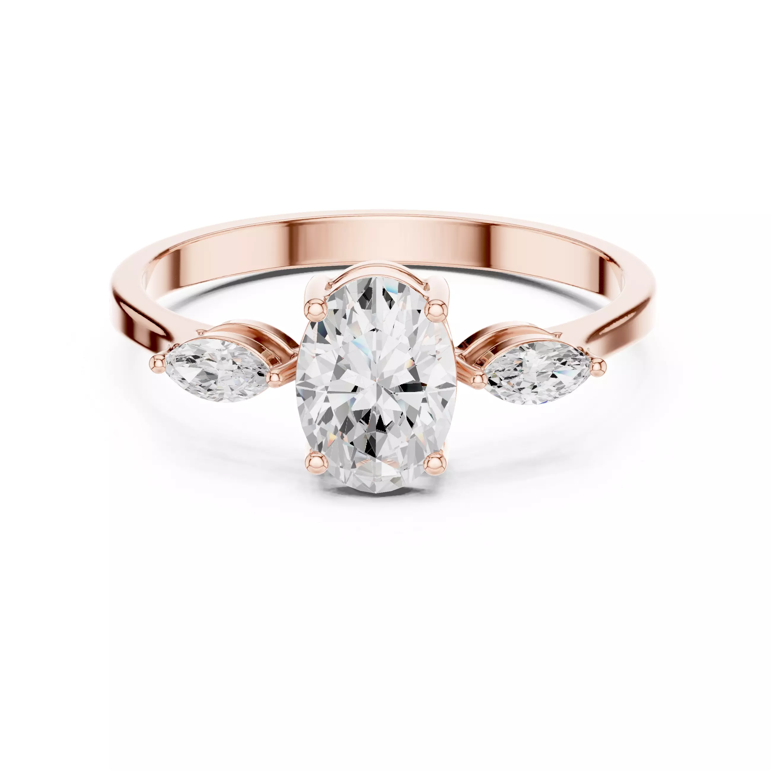 Trio Solitaire Diamond Ring 3dm stl renders animation 3D print model