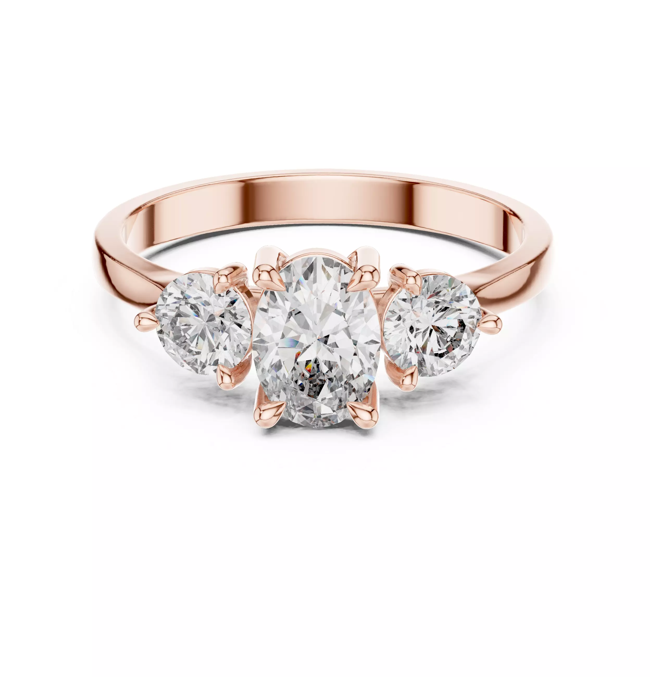 Oval Trio Solitaire Diamond Ring 3dm stl renders animation 3D print model