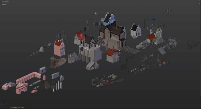 The Village and City of 18th Century Pack Low-poly 3D model 4