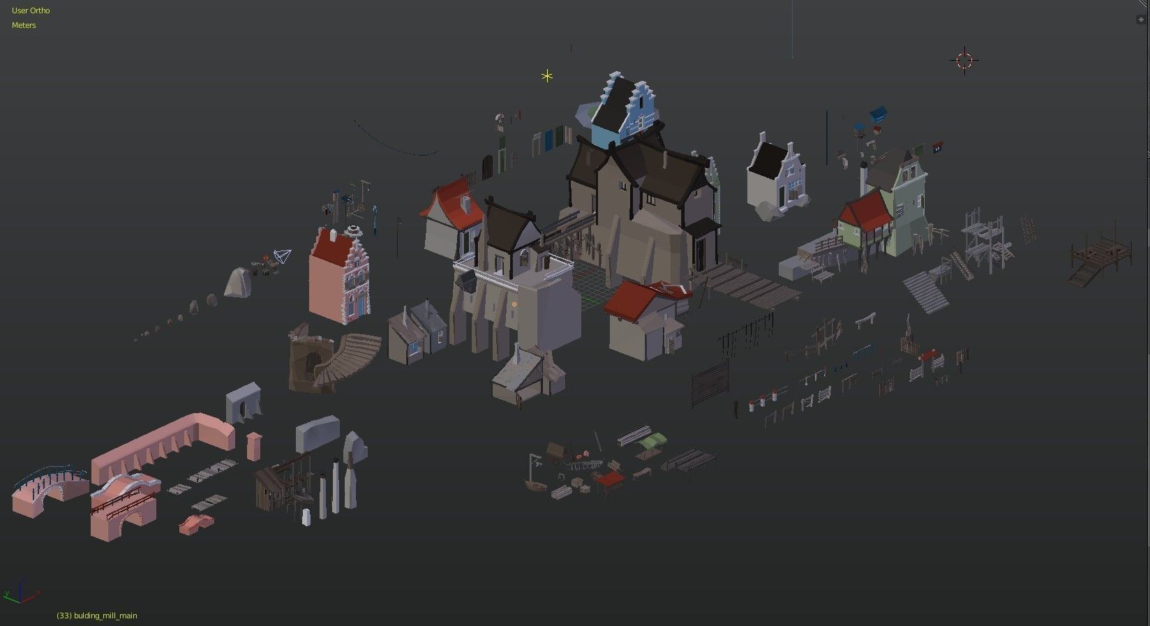 The Village and City of 18th Century Pack Low-poly 3D model_4