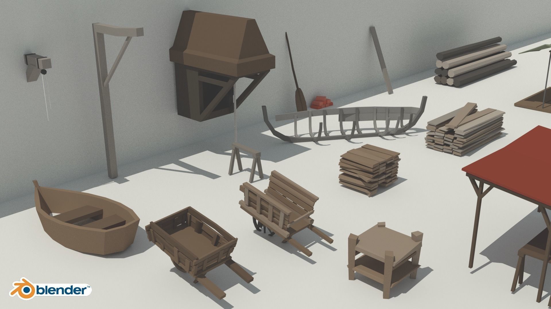 The Village and City of 18th Century Pack Low-poly 3D model_15