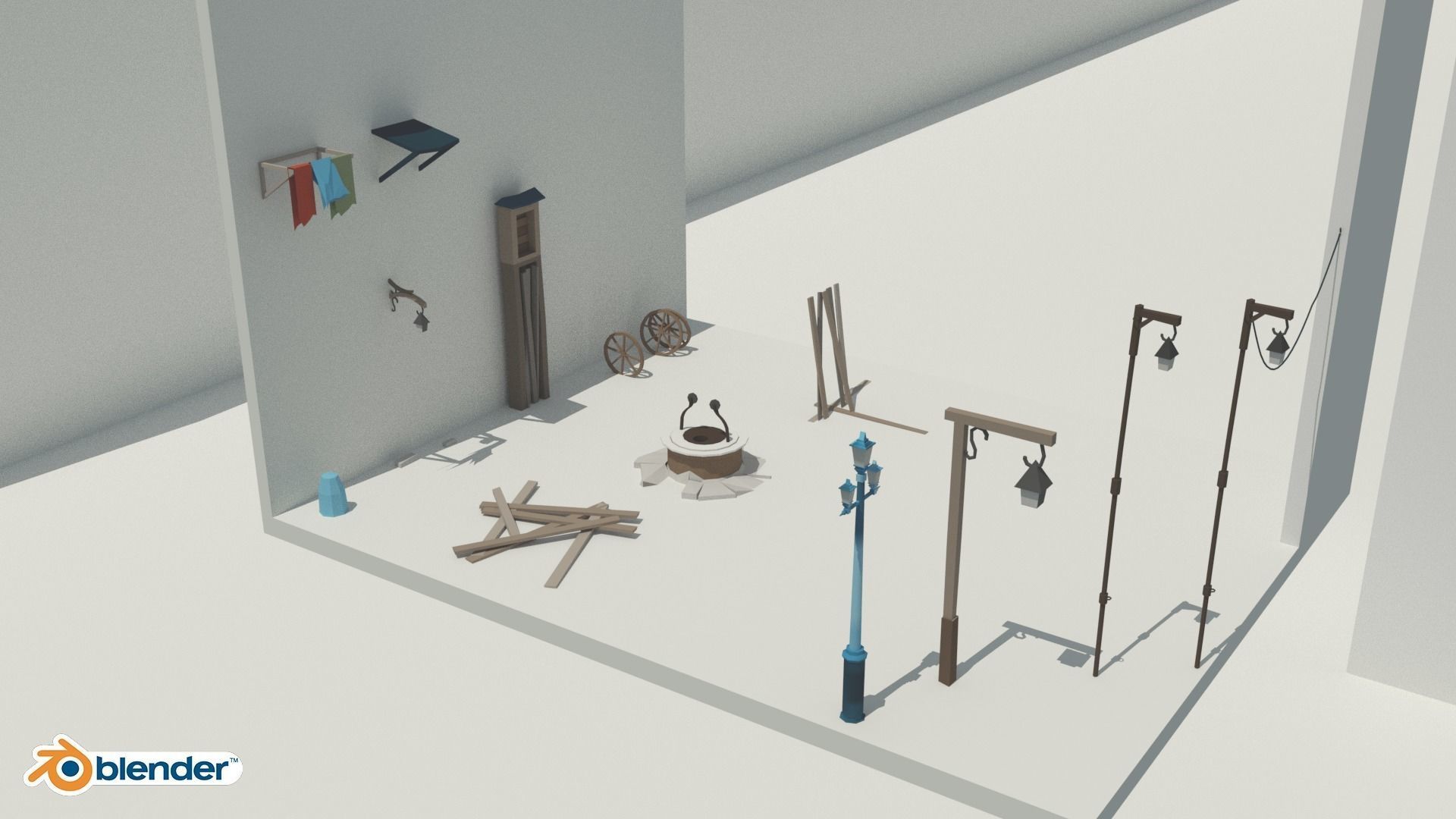 The Village and City of 18th Century Pack Low-poly 3D model_32