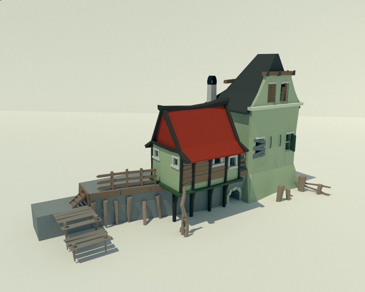 The Village and City of 18th Century Pack Low-poly 3D model_54