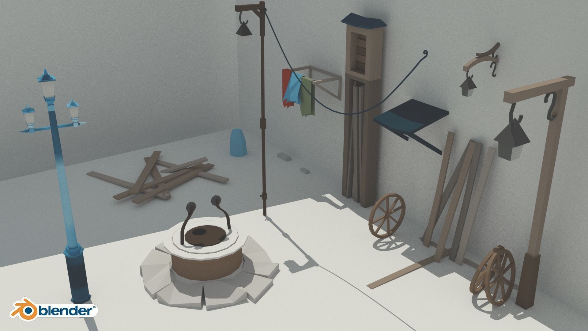 The Village and City of 18th Century Pack Low-poly 3D model_34