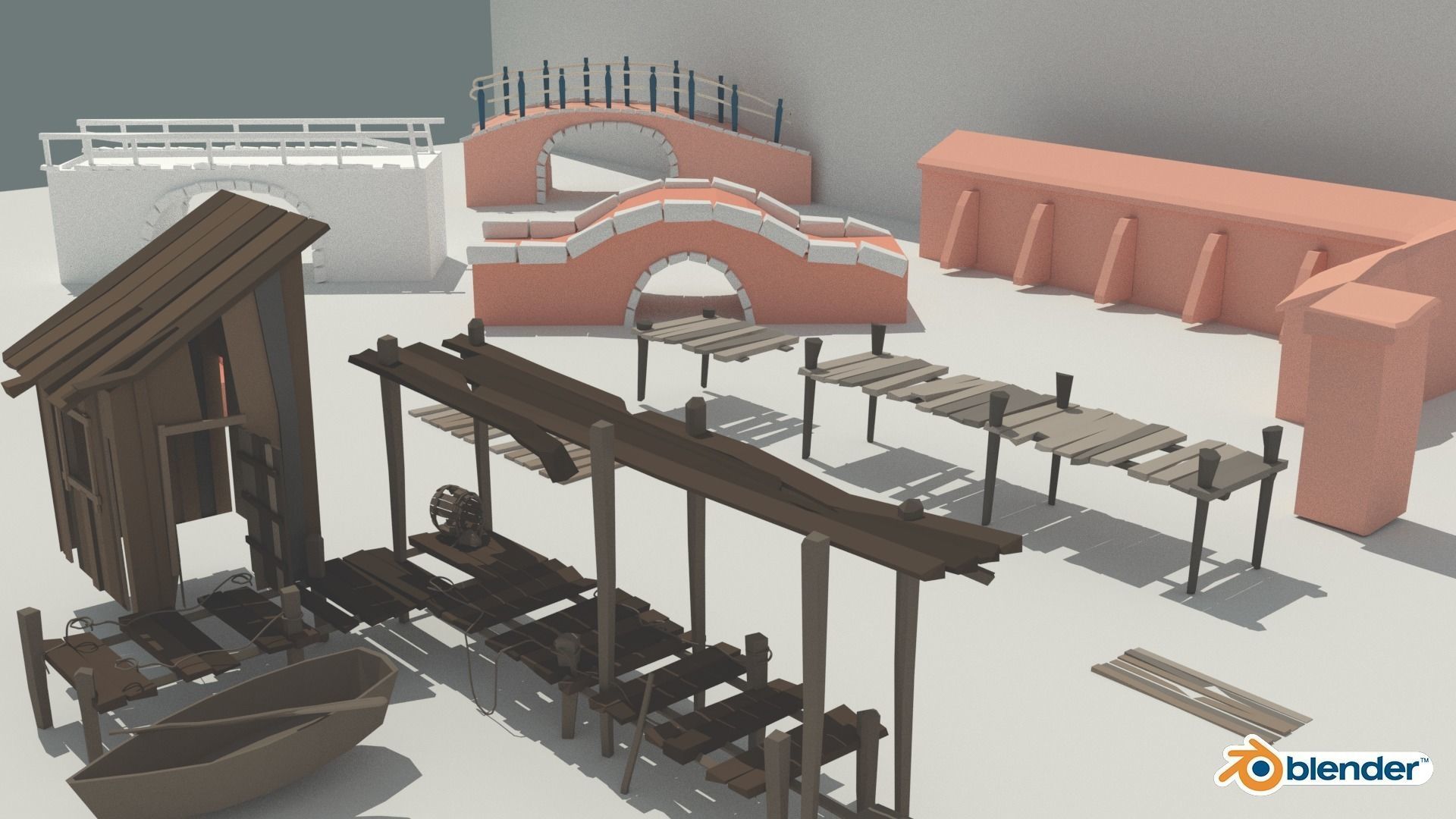 The Village and City of 18th Century Pack Low-poly 3D model_19