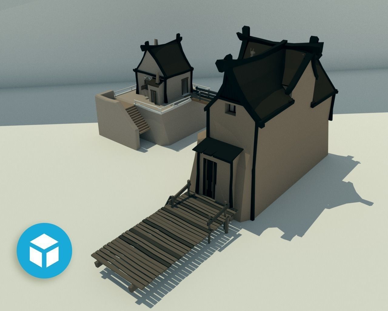 The Village and City of 18th Century Pack Low-poly 3D model_12