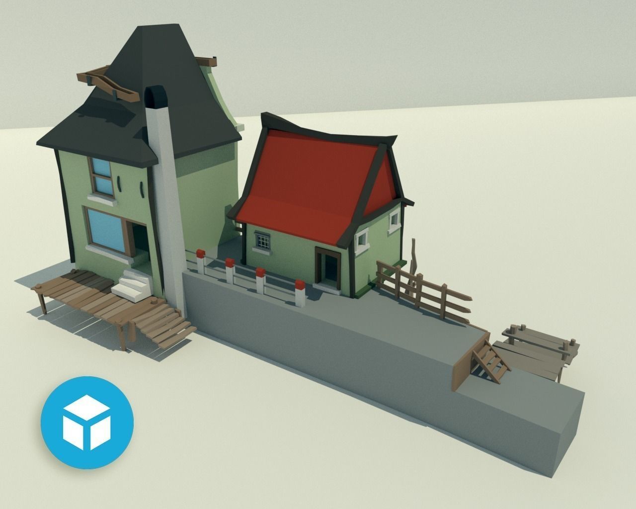 The Village and City of 18th Century Pack Low-poly 3D model_52