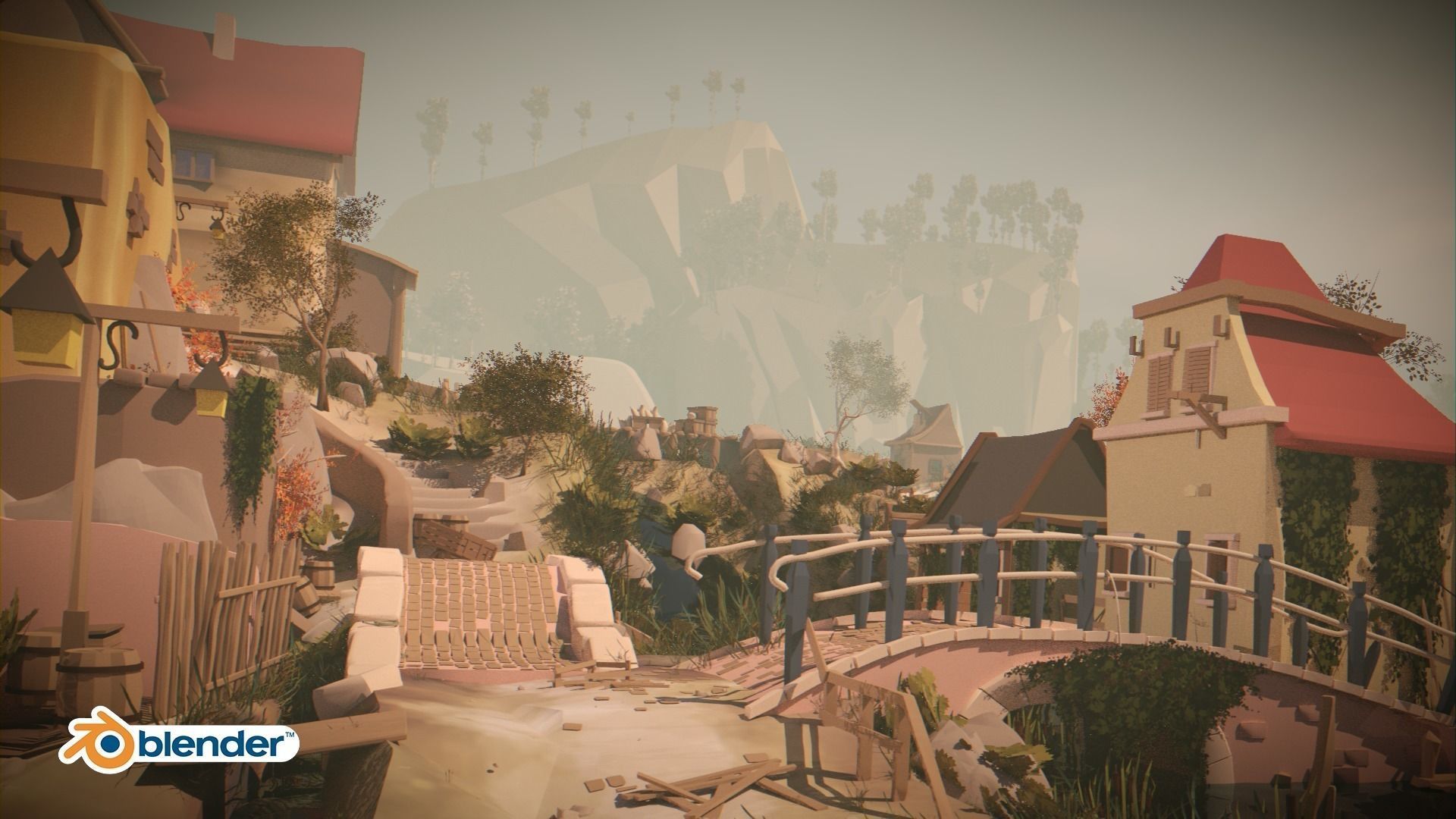 The Village and City of 18th Century Pack Low-poly 3D model_9