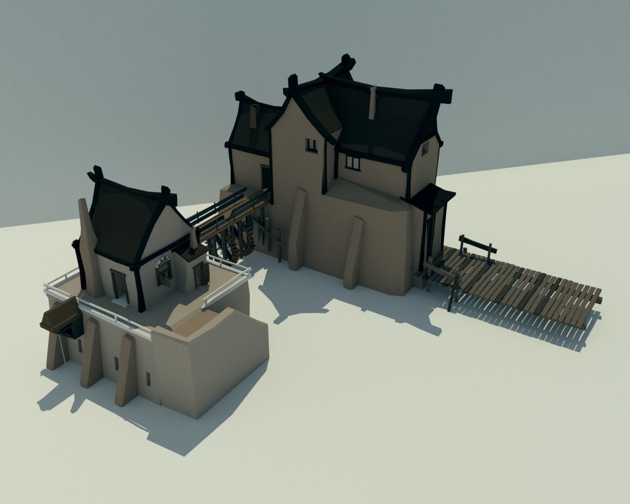 The Village and City of 18th Century Pack Low-poly 3D model_53